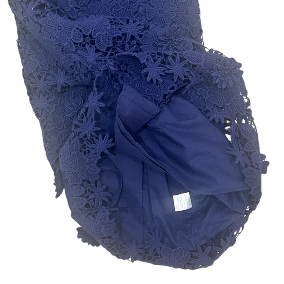 Lilly Pulitzer Marta Navy Floral cotton Lace Dress backless short sleeve size 6 - Picture 10 of 12